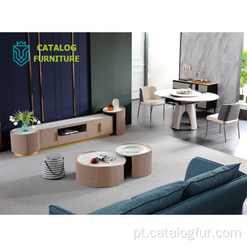 Suporte para TV de luxo minimalista e mesa de centro Conjuntos de móveis de madeira para sala de estar